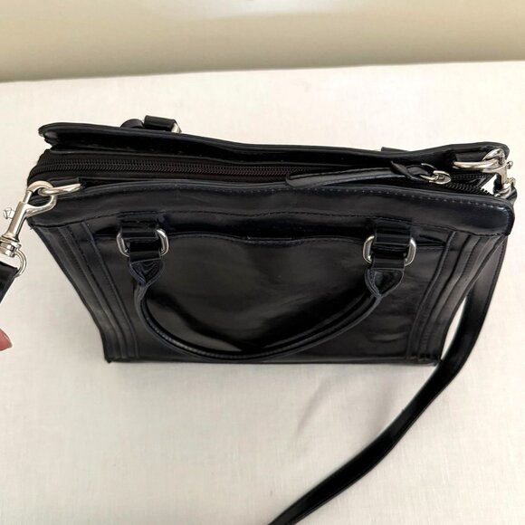 Y2K Giani Bernini Black Leather Structured Handbag Shoulder Strap Logo Charm - Picture 3 of 9